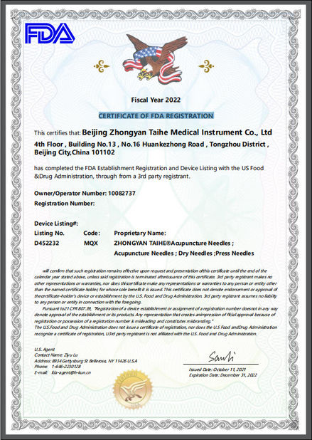 Китай Beijing Zhongyan Taihe Medical Instrument Co., Ltd. Сертификаты
